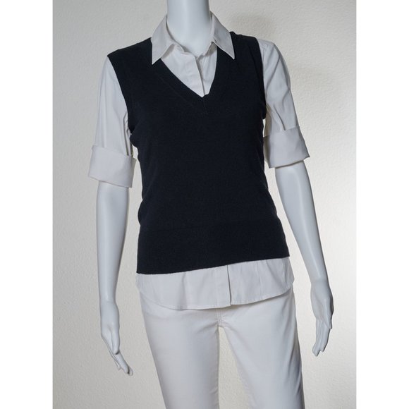 BANANA REPUBLIC: Vintage Black Extra Fine Italian Merino Vest - Picture 3 of 9